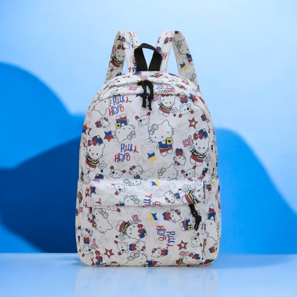 🆕 Hello Kitty Graffiti Print Backpack - Durable Material, Trendy School Bag